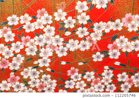 美麗的花朵櫻花圖案櫻花圖案日本傳統造紙的四個季節和紙 112205746