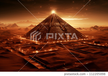 Sci-fi scene of futuristic matrix pyramid 112205898