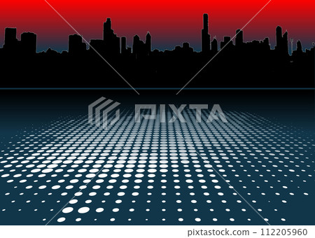 Abstract city panorama with dots. 3d Vector illustration 112205960