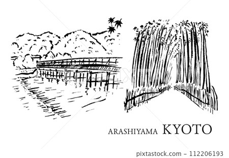 京都嵐山風景毛筆畫 112206193