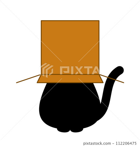 一隻戴著盒子的貓的插圖 一隻戴著盒子的貓的插圖 112206475