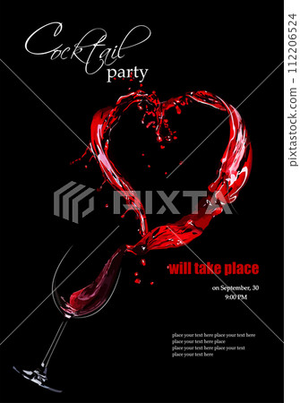 Cocktail party invitation. 3d vector illustration Cocktail party invitation. 3d vector illustration 112206524