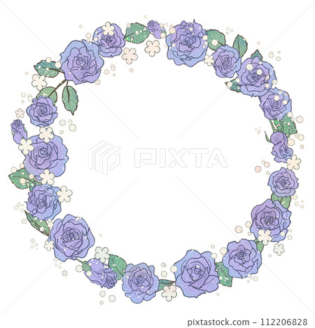 手繪風格，少女漫畫獨白的藍玫瑰花環 112206828
