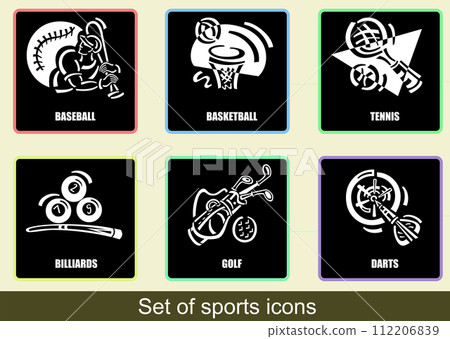 Illustration of sports icons. Color vector set Illustration of sports icons. Color vector set 112206839