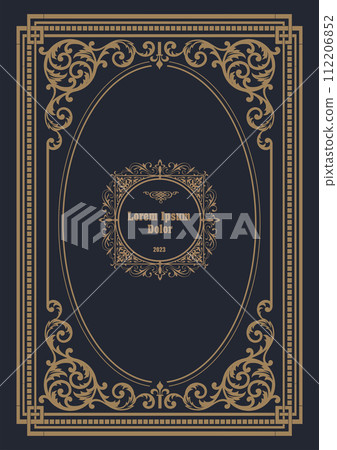Gold ornament on dark background. Can be used as invitation card. Book cover. Vector illustration Gold ornament on dark background. Can be used as invitation card. Book cover. Vector illustration 112206852