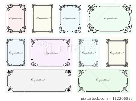 Set of ornate vector frames in chemise style and ornaments with sample text. Perfect as invitation or announcement. All pieces are separate. Easy to change colors and edit. Set of ornate vector frames in chemise style and ornaments with sample text. Perfect as invitation or announcement. All pieces are separate. Easy to change colors and edit. 112206853