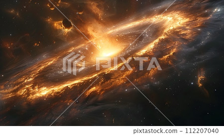Abstract Black Hole in Space with Stellar Rings and Cosmic Dust 112207040