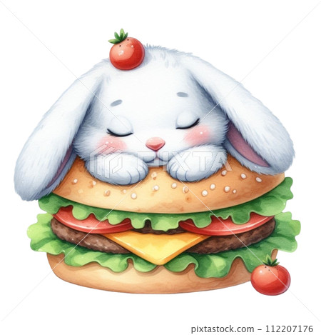 rabbit sleeping on hamburger clipart watercolor rabbit sleeping on hamburger clipart watercolor 112207176