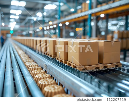 Conveyor Belt in a Factory Workshop 112207319