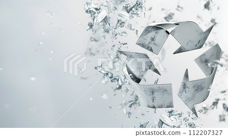 Cubist Recycling Symbol with Water Splash Cubist Recycling Symbol with Water Splash 112207327