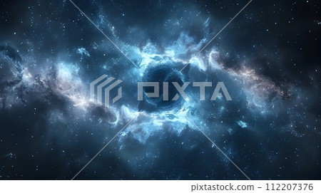 Ethereal Space Background with Black Hole 112207376