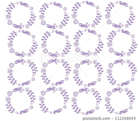 Flower and bird decorative frame pattern purple 112208043