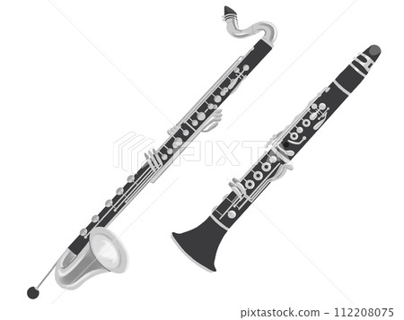 Illustration set of clarinet and bass clarinet Illustration set of clarinet and bass clarinet 112208075