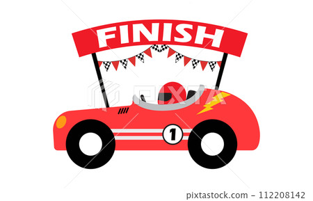 Cute racing car with driver clipart 112208142