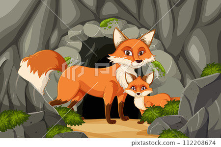 Fox Family in Their Forest Home 112208674