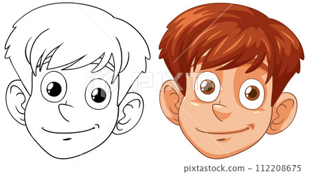 Cartoon Boy Face: From Sketch to Color Cartoon Boy Face: From Sketch to Color 112208675
