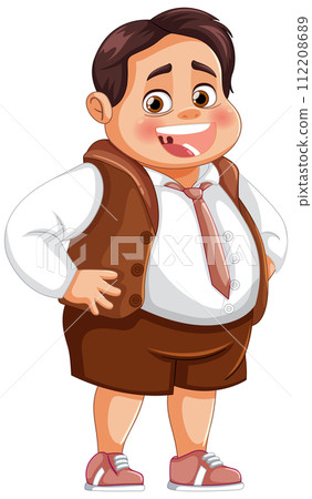 Cheerful Schoolboy Ready for Class Cheerful Schoolboy Ready for Class 112208689