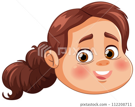 Cheerful Girl with Ponytail Illustration 112208711