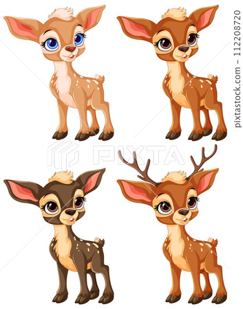 Adorable Cartoon Deer Characters Set 112208720
