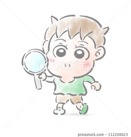 Boy with magnifying glass watercolor Boy with magnifying glass watercolor 112208823