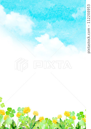 蒲公英盛開的山水彩插圖 蒲公英盛開的山水彩插圖 112208953