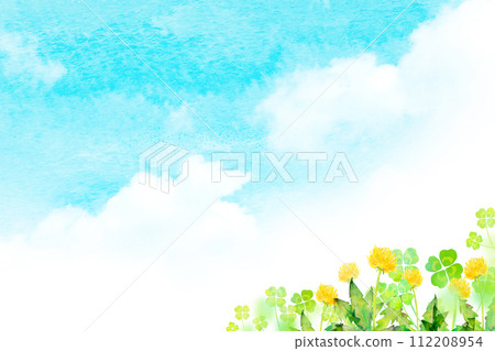 蒲公英盛開的山水彩插圖 112208954