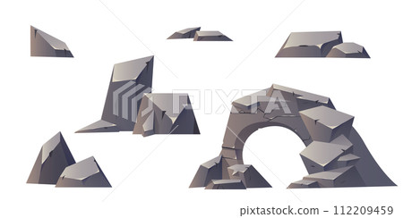 Rocky stones set isolated on white background Rocky stones set isolated on white background 112209459
