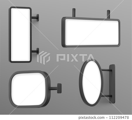 Mockup of signboard attached to wall Mockup of signboard attached to wall 112209478