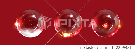 Glass globe with snowflakes and bright sparkles 112209481