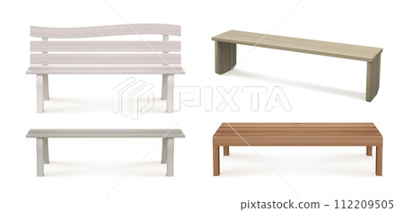 3D set of wooden benches isolated on white 3D set of wooden benches isolated on white 112209505