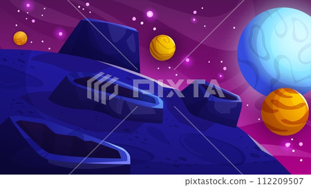 Alien planet surface with craters Alien planet surface with craters 112209507