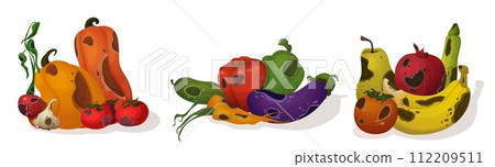 Rotten food isolated on white background 112209511