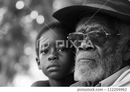 Portrait of an African American grandfather and grandson 112209962