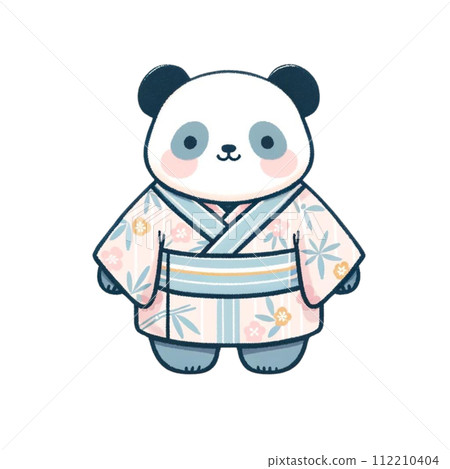 Illustration of a panda wearing a kimono 112210404