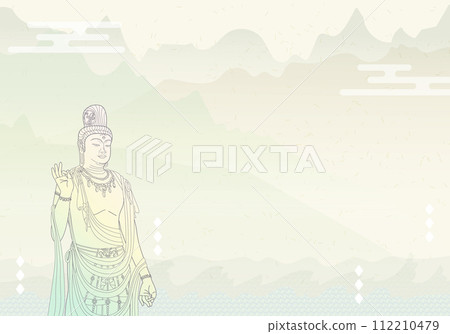 溫柔的風景畫背景中的觀世音菩薩 112210479