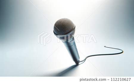 handheld microphone with cable white background 112210627