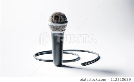 handheld microphone with cable white background 112210629
