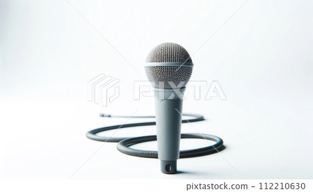 handheld microphone with cable white background 112210630