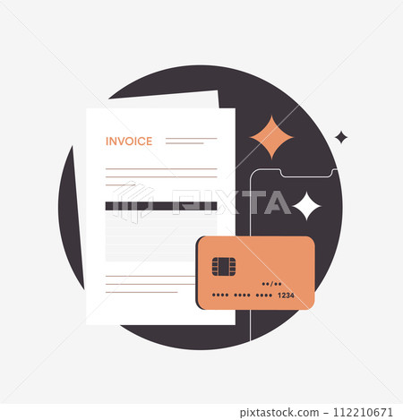 Modern e-invoice concept icon. Digital payments, billing automation, paperless finance invoicing and contemporary accounting visuals. Isolated vector illustration on white background with icons Modern e-invoice concept icon. Digital payments, billing automation, paperless finance invoicing and contemporary accounting visuals. Isolated vector illustration on white background with icons 112210671