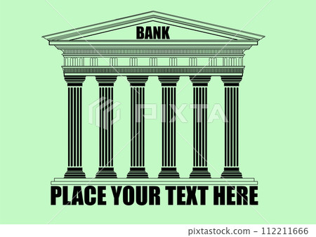 Portico an ancient temple. Bank. Colonnade isolated on green background. Color vector illustration Portico an ancient temple. Bank. Colonnade isolated on green background. Color vector illustration 112211666