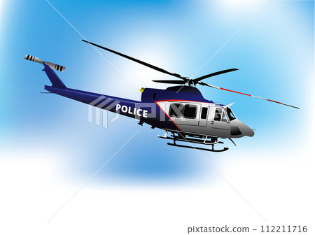 Police Helicopter. Vector 3d illustration 112211716