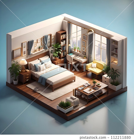 luxury condominium room with cutaway isometric low poly art 3d s 112211880