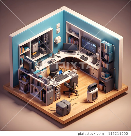 New on air studio with cutaway isometric low poly art 3d style New on air studio with cutaway isometric low poly art 3d style 112211900