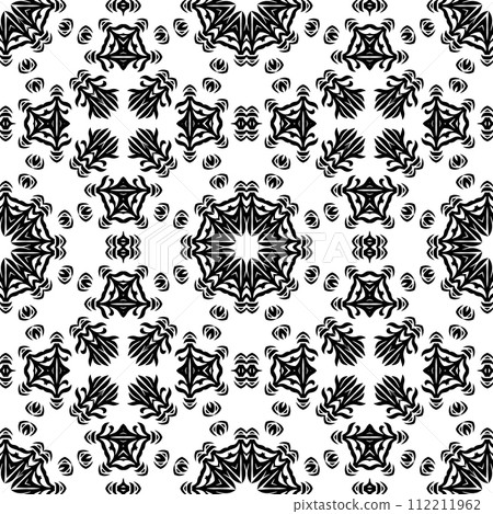 Black and white vintage seamless pattern. Floral ornamental monochrome damask background. 112211962