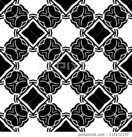 Abstract seamless black and white tile. Art deco seamless background. 112212147
