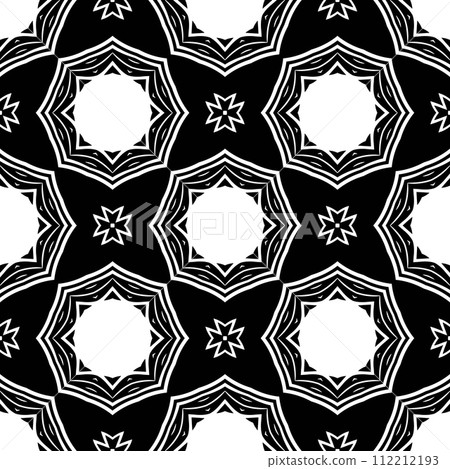 Elegant very beautiful black and white seamless pattern. Ornamental style tribal ethnic background 112212193