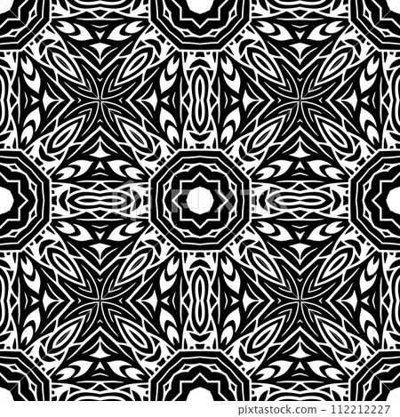Elegant very beautiful black and white seamless pattern. Ornamental style tribal ethnic background Elegant very beautiful black and white seamless pattern. Ornamental style tribal ethnic background 112212227