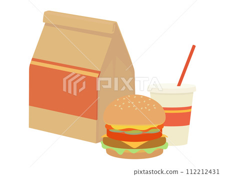 Illustration of fast food takeaway paper bag 112212431