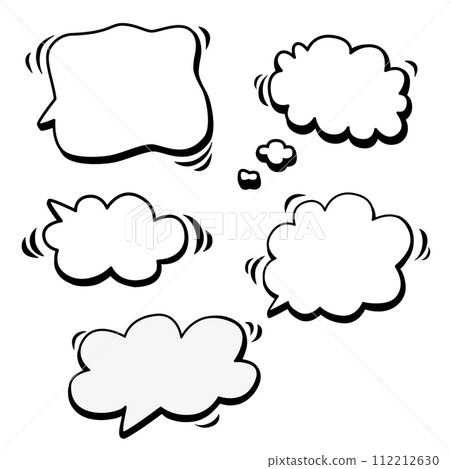Vector set of speech bubbles for words. Hand drawn doodle. Isolated dialogue sketch for design. 112212630