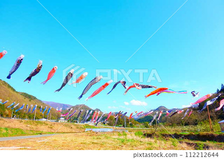 Carp streamer, carp streamer, carp banner, Takase River, Yamagata City Carp streamer, carp streamer, carp banner, Takase River, Yamagata City 112212644